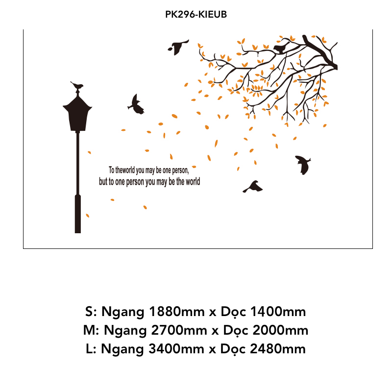 Tranh mica EPeBen dán tường nổi 3d hình cây lá rụng (nhiều màu) chim bay to the world decor trang trí Nhà Cửa, Phòng Bếp