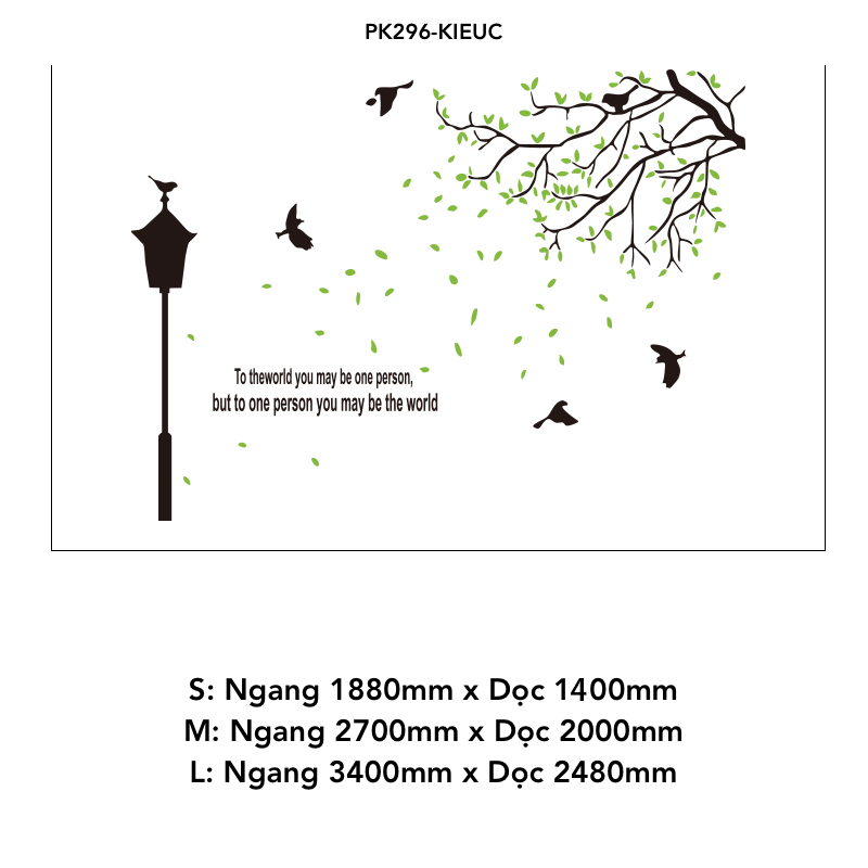Tranh mica EPeBen dán tường nổi 3d hình cây lá rụng (nhiều màu) chim bay to the world decor trang trí Nhà Cửa, Phòng Bếp