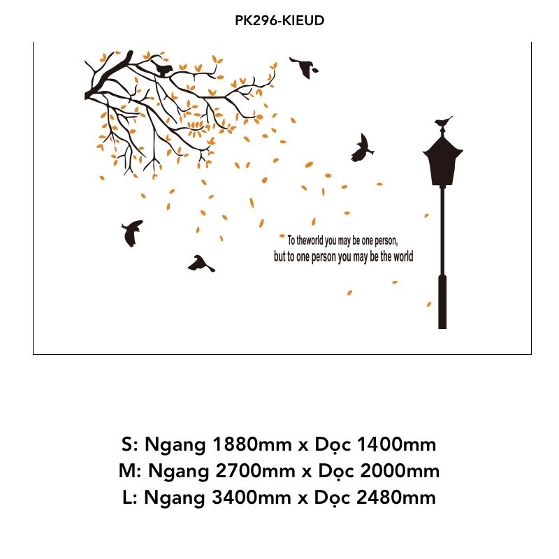 Tranh mica EPeBen dán tường nổi 3d hình cây lá rụng (nhiều màu) chim bay to the world decor trang trí Nhà Cửa, Phòng Bếp