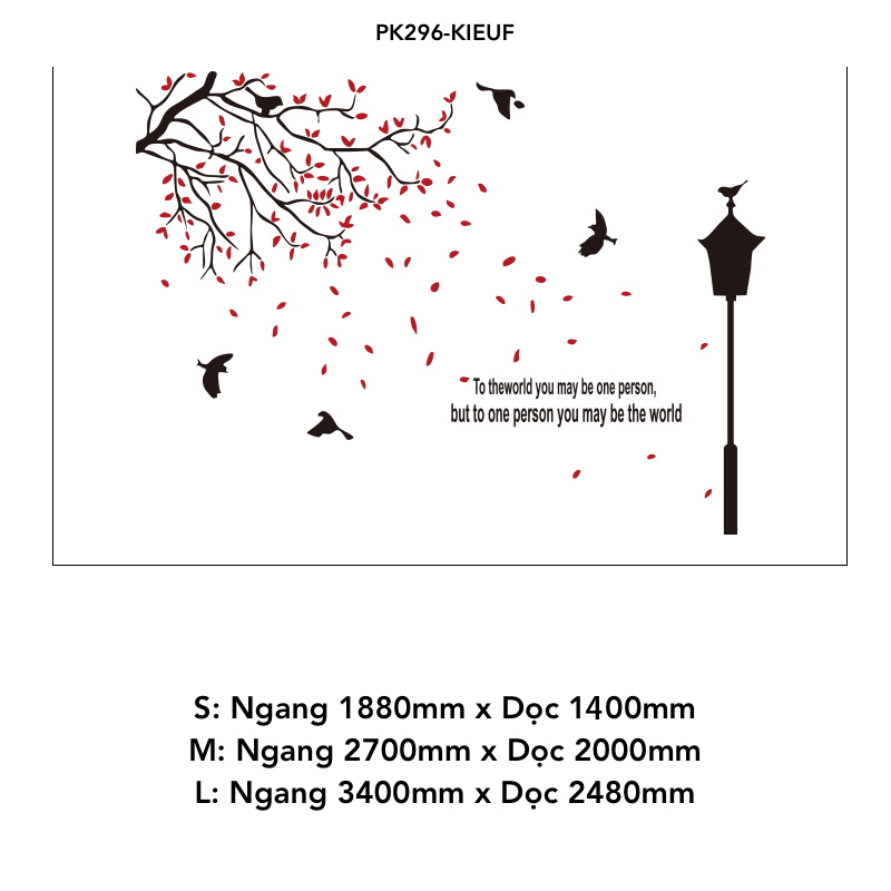 Tranh mica EPeBen dán tường nổi 3d hình cây lá rụng (nhiều màu) chim bay to the world decor trang trí Nhà Cửa, Phòng Bếp