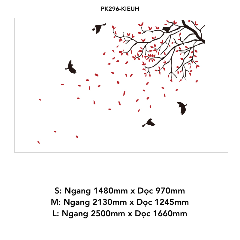 Tranh mica EPeBen dán tường nổi 3d hình cây lá rụng (nhiều màu) chim bay to the world decor trang trí Nhà Cửa, Phòng Bếp