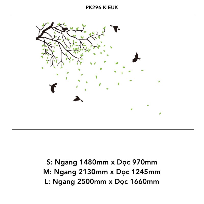 Tranh mica EPeBen dán tường nổi 3d hình cây lá rụng (nhiều màu) chim bay to the world decor trang trí Nhà Cửa, Phòng Bếp