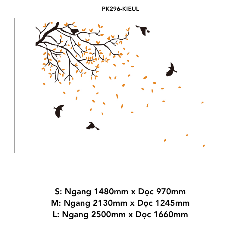 Tranh mica EPeBen dán tường nổi 3d hình cây lá rụng (nhiều màu) chim bay to the world decor trang trí Nhà Cửa, Phòng Bếp