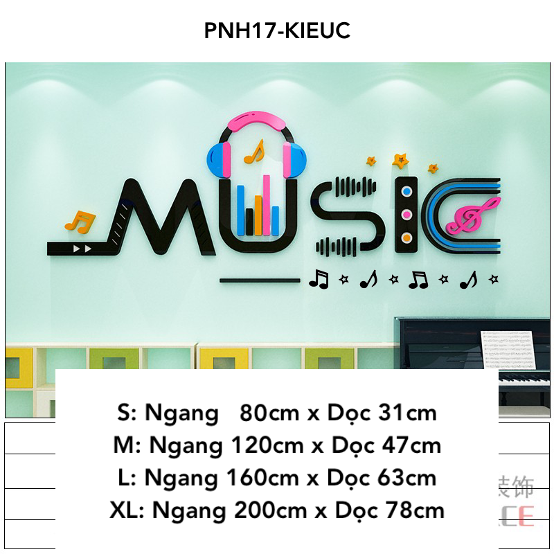 Tranh mica EPeBen dán tường nổi 3d hình Lớp Học Dạy Âm Nhạc decor trang trí Mầm Non, mẫu giáo, nốt nhạc, phím đàn piano