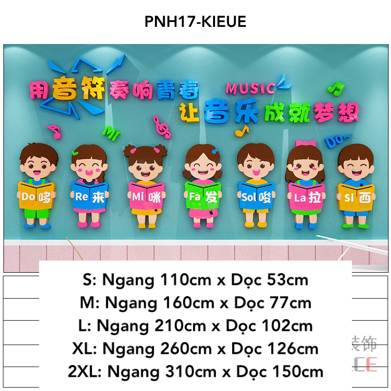 Tranh mica EPeBen dán tường nổi 3d hình Lớp Học Dạy Âm Nhạc decor trang trí Mầm Non, mẫu giáo, nốt nhạc, phím đàn piano