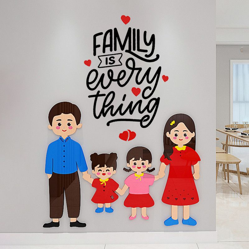 Tranh mica dán tường Gia Đình Hạnh Phúc trang trí Phòng Ngủ, Phòng Khách