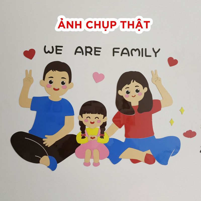 Tranh mica dán tường Gia Đình Hạnh Phúc trang trí Phòng Ngủ, Phòng Khách