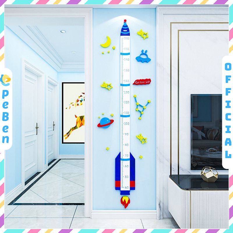 Tranh mica EPeBen dán tường nổi 3d Thước Đo Chiều Lớn mau như tên lửa decor trang trí Phòng ngủ cho bé, Lớp Học Mẫu giáo