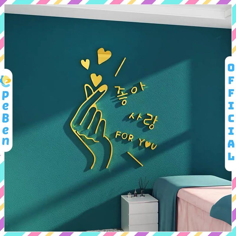 Tranh mica EPeBen dán tường nổi 3d hình Thả Tim Hàn Quốc decor trang trí Phòng ngủ, Phòng khách, Spa, Salon Làm Đẹp