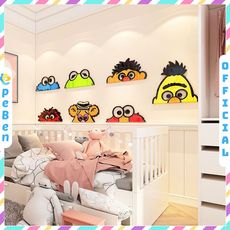 Tranh mica EPeBen dán tường nổi 3d hình Sesame Street decor trang trí Phòng ngủ cho bé, Lớp Học Mẫu giáo, Khu Vui Chơi