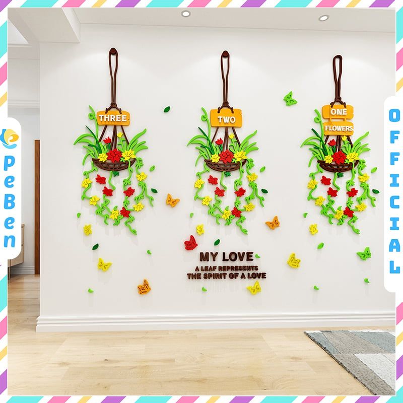 Tranh mica EPeBen dán tường nổi 3d hình Vườn hoa trong nhà decor trang trí Phòng khách, Cửa hàng, Phòng làm việc