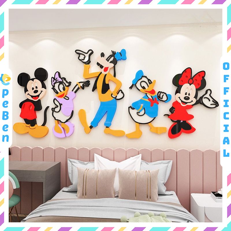 Tranh mica EPeBen dán tường nổi 3d hình Mickey và các bạn decor trang trí Phòng ngủ cho bé, Phòng khách, Lớp Mẫu giáo