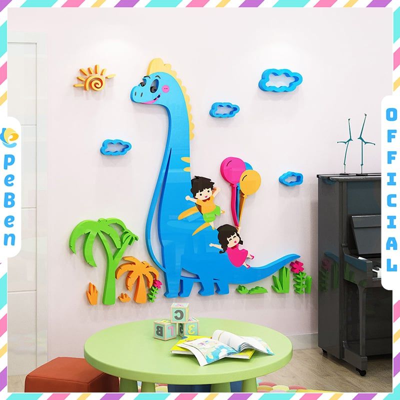 Tranh mica EPeBen dán tường nổi 3d hình Khủng Long Vui NHộn decor trang trí Phòng cho bé, Phòng ngủ, Phòng khách,Mầm non