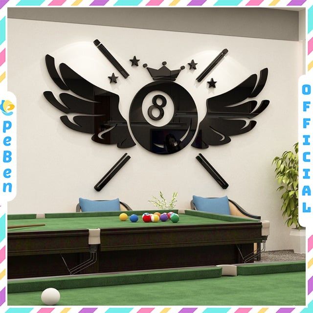 Tranh mica EPeBen dán tường nổi 3d hình Đôi Cánh decor trang trí Quán Bida, CLB Bida, billiard