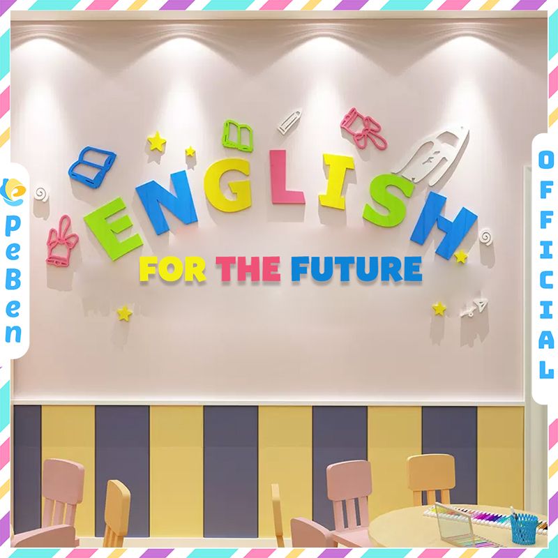 Tranh mica EPeBen dán tường nổi 3d hình Góc Tiếng Anh English decor trang trí Lớp Tiếng Anh, Trung Tâm Ngoại Ngữ