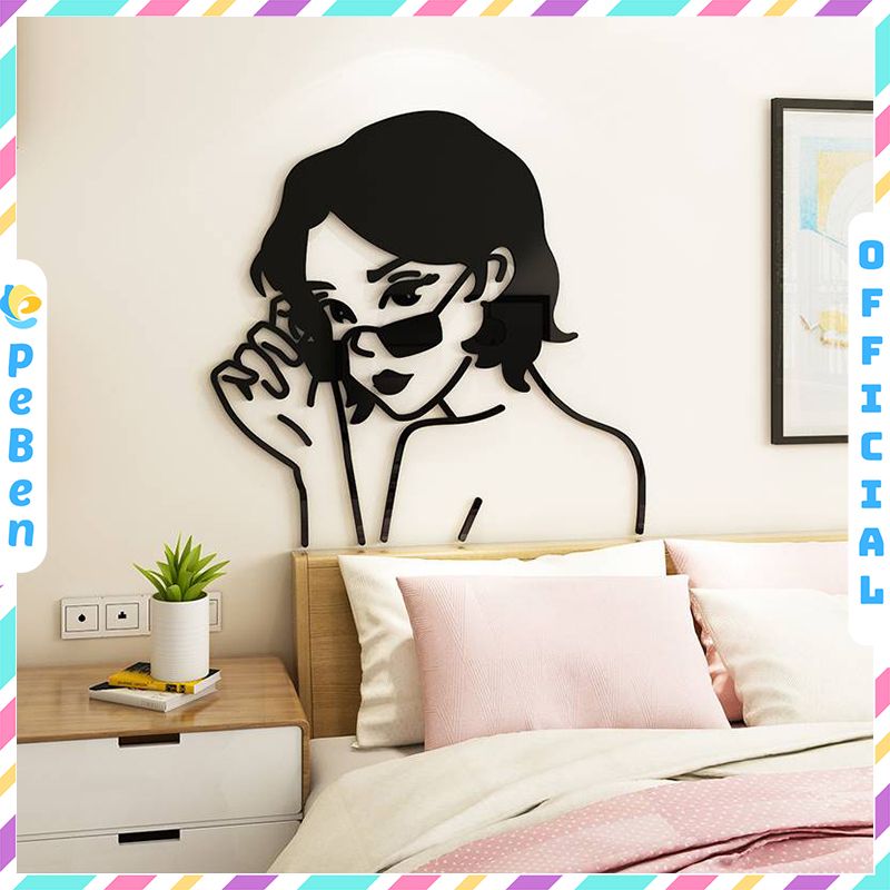 Tranh mica EPeBen dán tường nổi 3d hình Cô Gái phong cách decor trang trí Phòng Khách, Phòng Ngủ