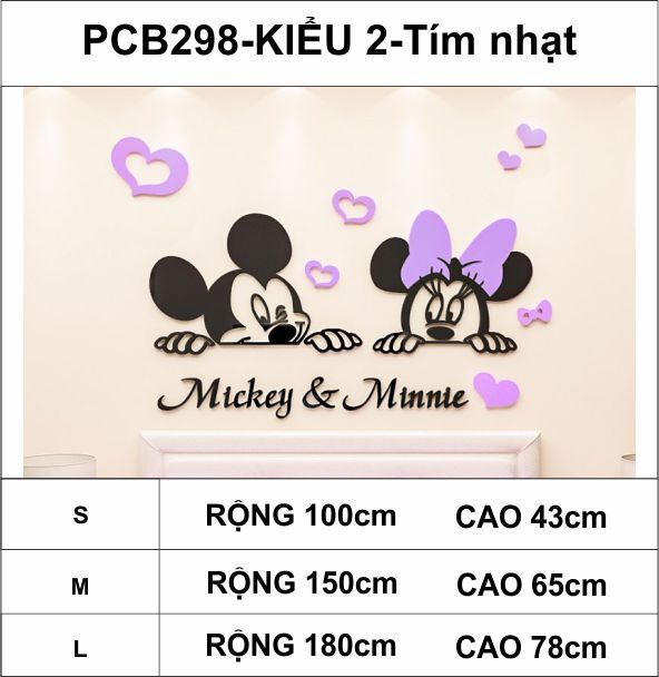 Tranh mica EPeBen dán tường nổi 3d hình mickey và minnie dễ thương decor trang trí phòng ngủ vợ chồng, phòng cho bé