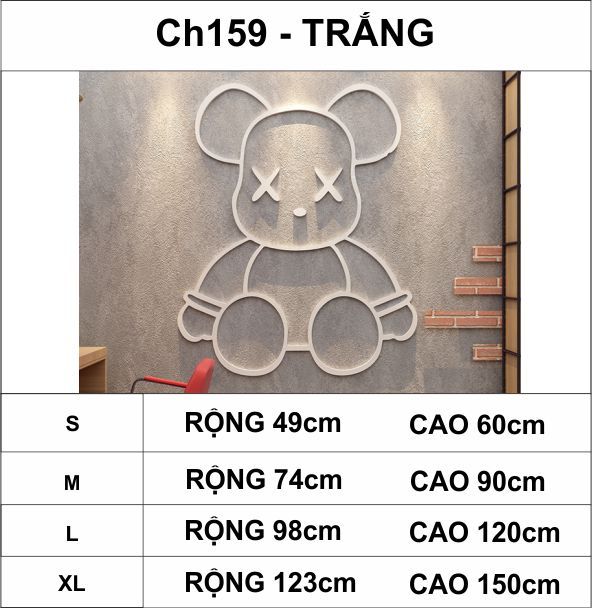 Tranh mica EPeBen dán tường nổi 3d hình gấu Kaws Bearbrick siêu ngầu, trang trí quán ăn, shop thời trang, spa làm đẹp