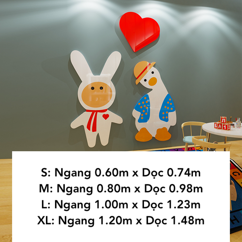 Tranh mica EPeBen dán tường nổi 3d hình Con Vịt Con Thỏ Dễ Thương decor trang trí Phòng Cho Bé, Mẫu Giáo