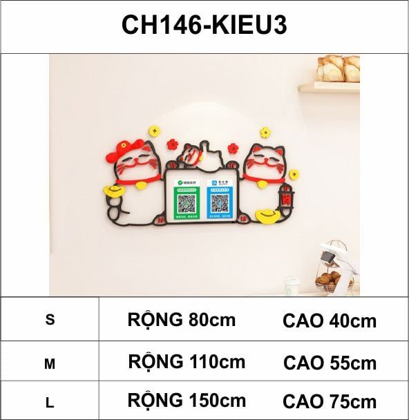 Tranh mica EPeBen dán tường nổi 3d hình mèo thần tài may mắn decor trang trí quầy thu ngân, cửa hàng, nhà hàng