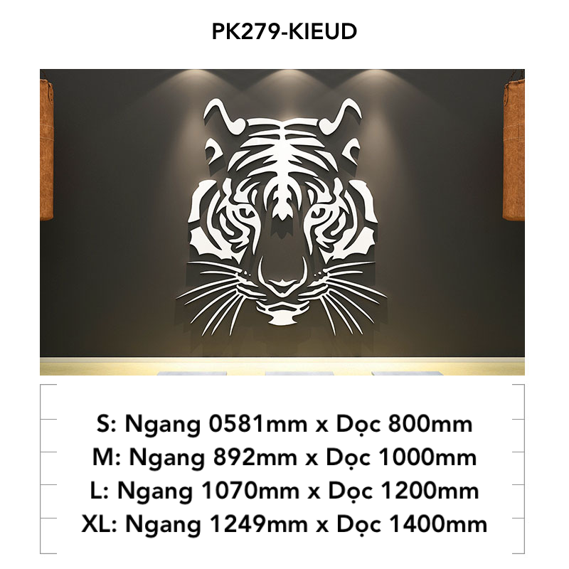 Tranh mica EPeBen dán tường nổi 3d hình Đầu Hổ Siêu Ngầu decor trang trí Phòng Ngủ, Phòng Khách