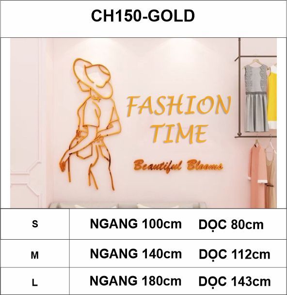 Tranh mica EPeBen dán tường nổi 3d hình Cô Gái Fashion Time decor trang trí Cửa Hàng quần áo phụ nữ, Shop thời trang