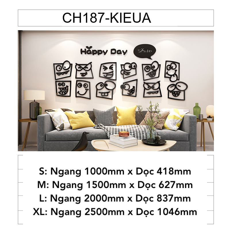 Tranh mica EPeBen dán tường nổi 3d hình Happy Day decor trang trí Quán Cafe, Trà Sữa