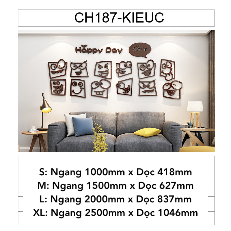Tranh mica EPeBen dán tường nổi 3d hình Happy Day decor trang trí Quán Cafe, Trà Sữa