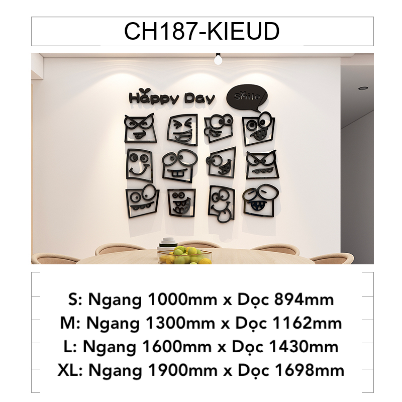 Tranh mica EPeBen dán tường nổi 3d hình Happy Day decor trang trí Quán Cafe, Trà Sữa