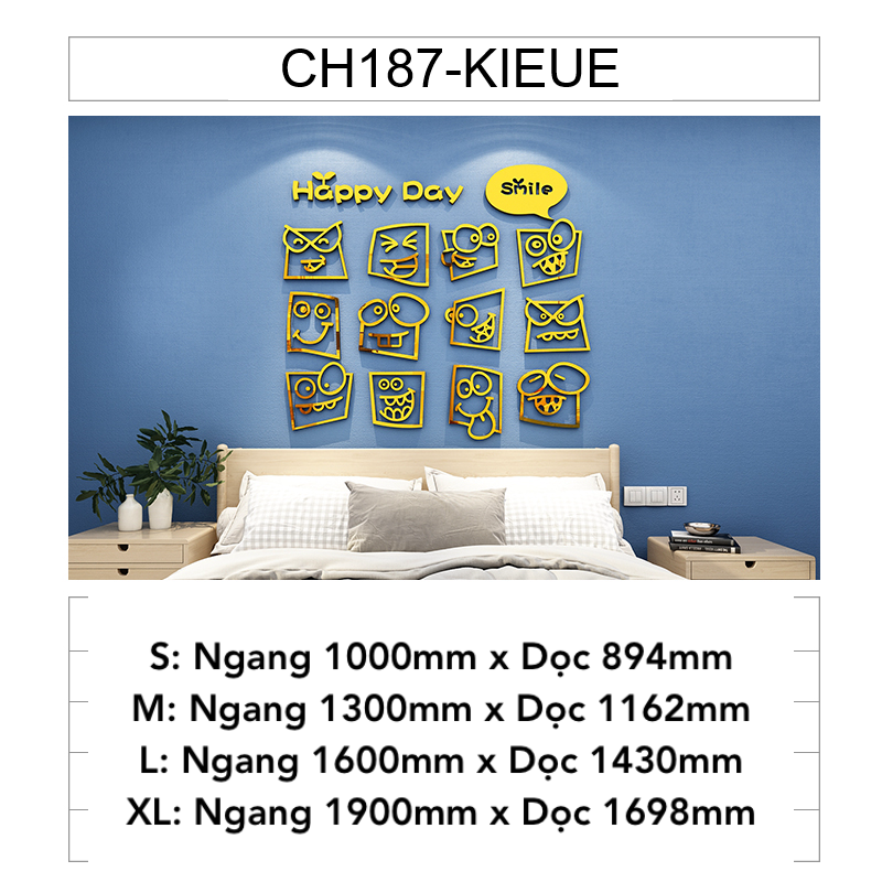 Tranh mica EPeBen dán tường nổi 3d hình Happy Day decor trang trí Quán Cafe, Trà Sữa
