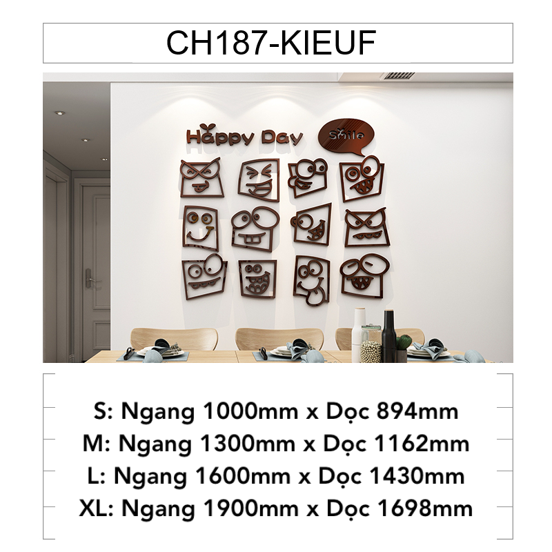 Tranh mica EPeBen dán tường nổi 3d hình Happy Day decor trang trí Quán Cafe, Trà Sữa