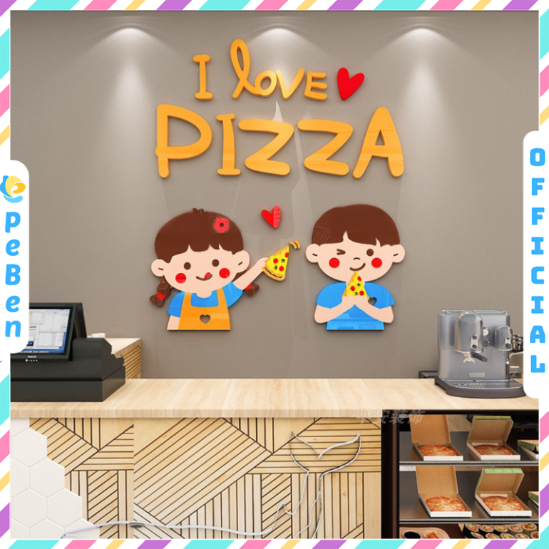 Tranh mica EPeBen dán tường nổi 3d hình Tình yêu Pizza decor trang trí Phòng Bếp, Nhà Hàng, Cửa Hàng Bánh Pizza