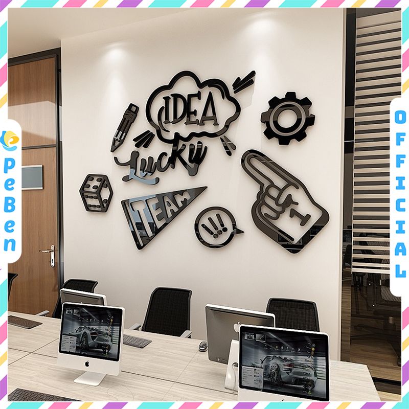 Tranh mica EPeBen dán tường nổi 3d hình Cool IDEA, Lucky Plan decor trang trí Cửa hàng, Văn Phòng, Phòng làm việc