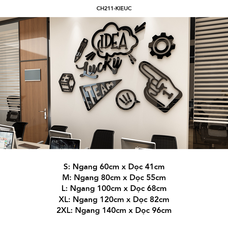 Tranh mica EPeBen dán tường nổi 3d hình Cool IDEA, Lucky Plan decor trang trí Cửa hàng, Văn Phòng, Phòng làm việc