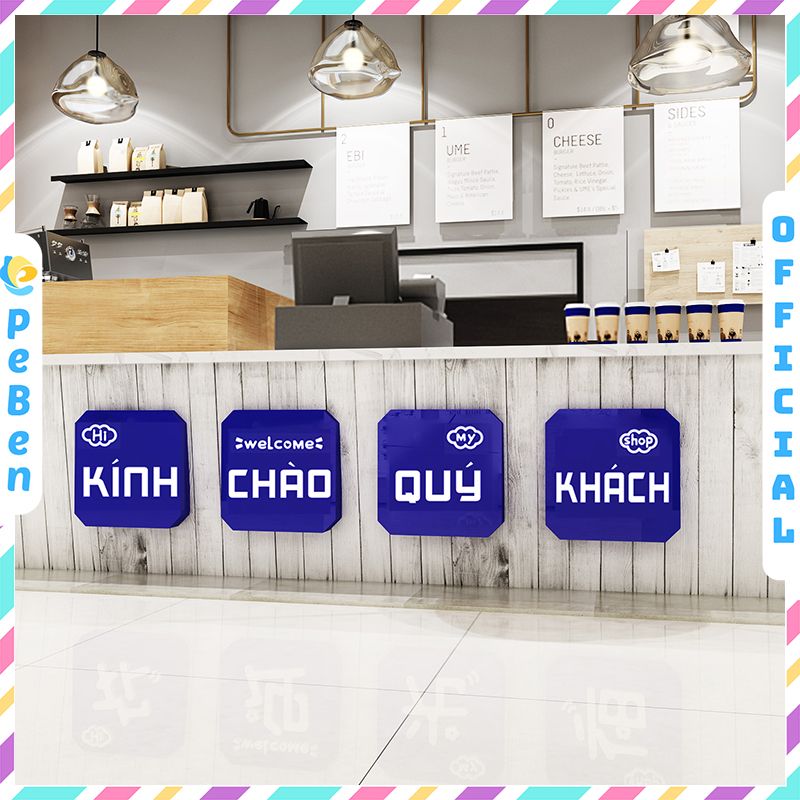 Tranh mica EPeBen dán tường nổi 3d Kính Chào Qúy Khách trang trí Quán Ăn,Quán Coffe