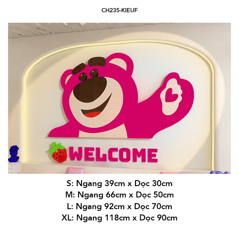 Tranh mica EPeBen dán tường nổi 3d Hình Welcome biến hình trang trí Phòng cho bé, Phòng khách,Quán Ăn,Quán coffe