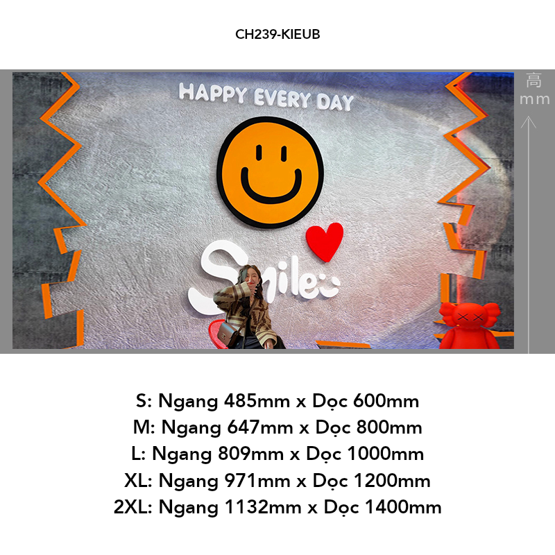 Tranh mica EPeBen dán tường nổi 3d hình Smile Happy Every Day decor trang trí Cửa Hàng, Quán Café, Shop Thời Trang