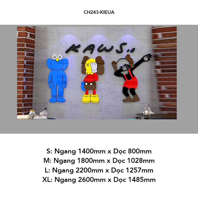 Tranh mica dán tường EPeBen hình KAWS và những người bạn decor trang trí Phòng cho bé, Phòng khách, Phòng ngủ, Cửa hàng