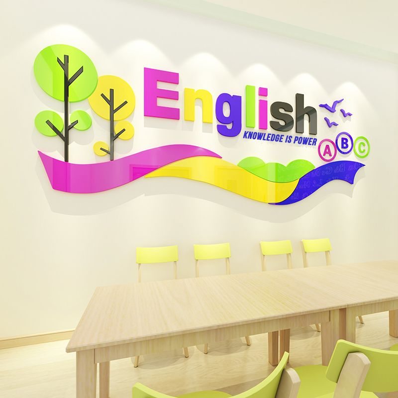 Tranh mica EPeBen dán tường nổi 3d hình English trang trí Phòng cho bé, Phòng khách,Phòng Học