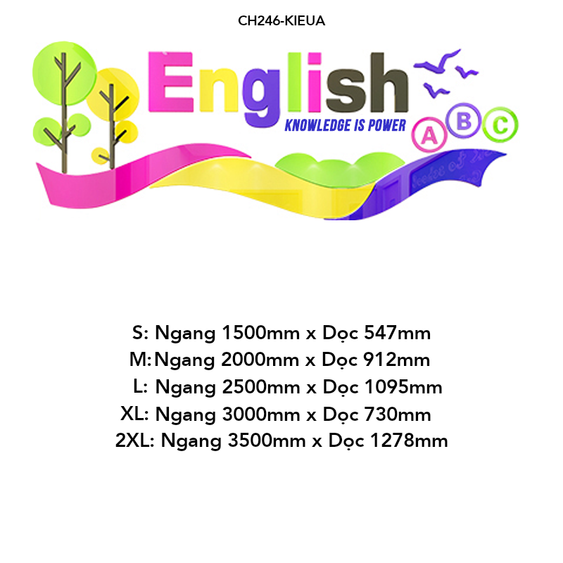 Tranh mica EPeBen dán tường nổi 3d hình English trang trí Phòng cho bé, Phòng khách,Phòng Học