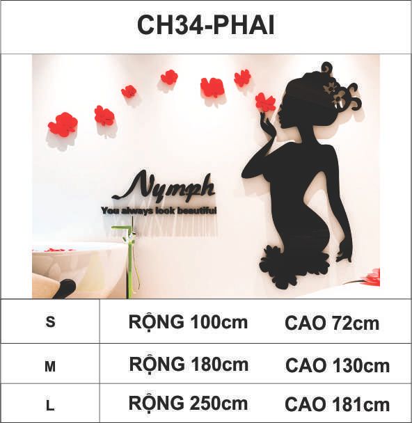 Tranh mica EPeBen dán tường nổi 3d hình cô nàng nymph beautiful quyến rũ decor trang trí cửa hàng,thẩm mỹ,spa