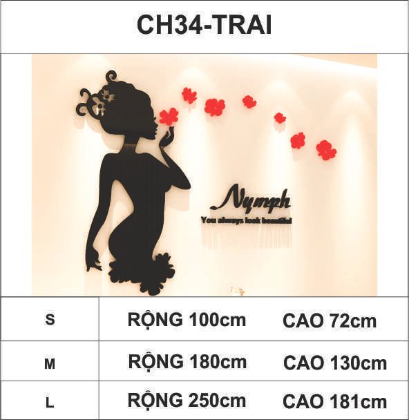 Tranh mica EPeBen dán tường nổi 3d hình cô nàng nymph beautiful quyến rũ decor trang trí cửa hàng,thẩm mỹ,spa