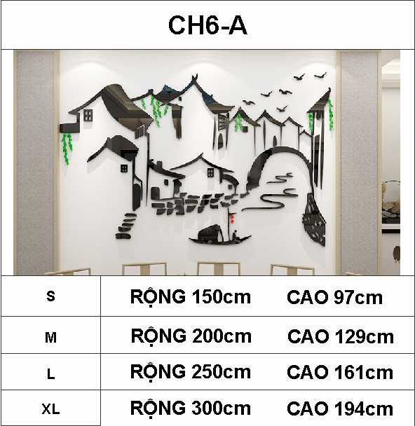 Tranh mica EPeBen dán tường nổi 3d hình tranh mặc thủy decor trang trí quán ăn, nhà hàng, quán nhậu