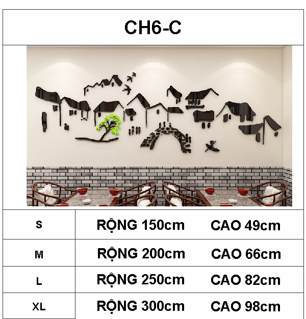 Tranh mica EPeBen dán tường nổi 3d hình tranh mặc thủy decor trang trí quán ăn, nhà hàng, quán nhậu