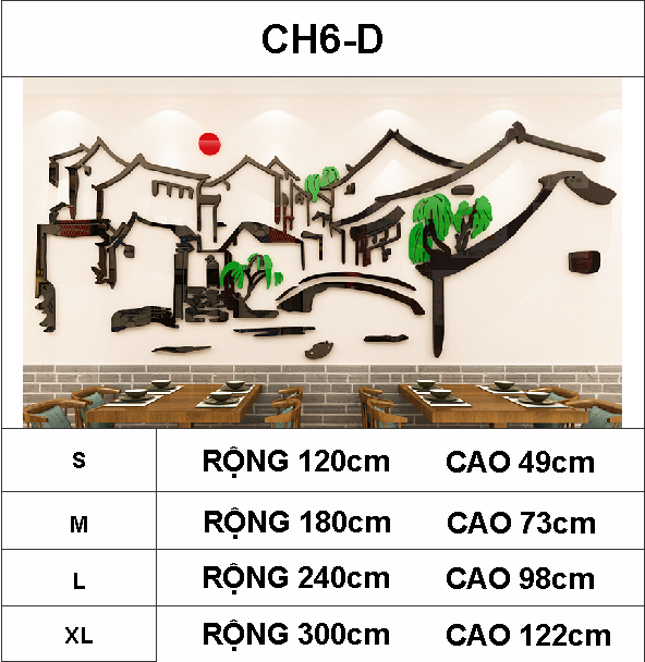 Tranh mica EPeBen dán tường nổi 3d hình tranh mặc thủy decor trang trí quán ăn, nhà hàng, quán nhậu