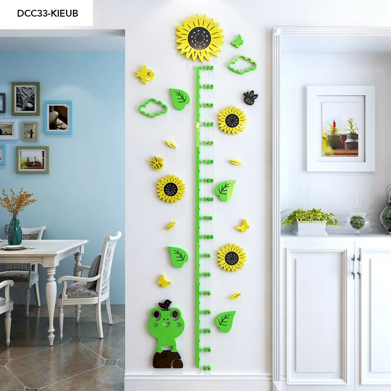 Tranh mica EPeBen dán tường nổi 3d Thước Đo Chiều Cao Lớn Cùng Cây Hoa decor trang trí Phòng ngủ cho bé, Lớp Học Mầm Non