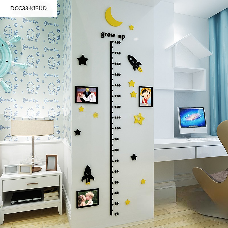 Tranh mica EPeBen dán tường nổi 3d Thước Đo Chiều Cao Lớn Cùng Cây Hoa decor trang trí Phòng ngủ cho bé, Lớp Học Mầm Non