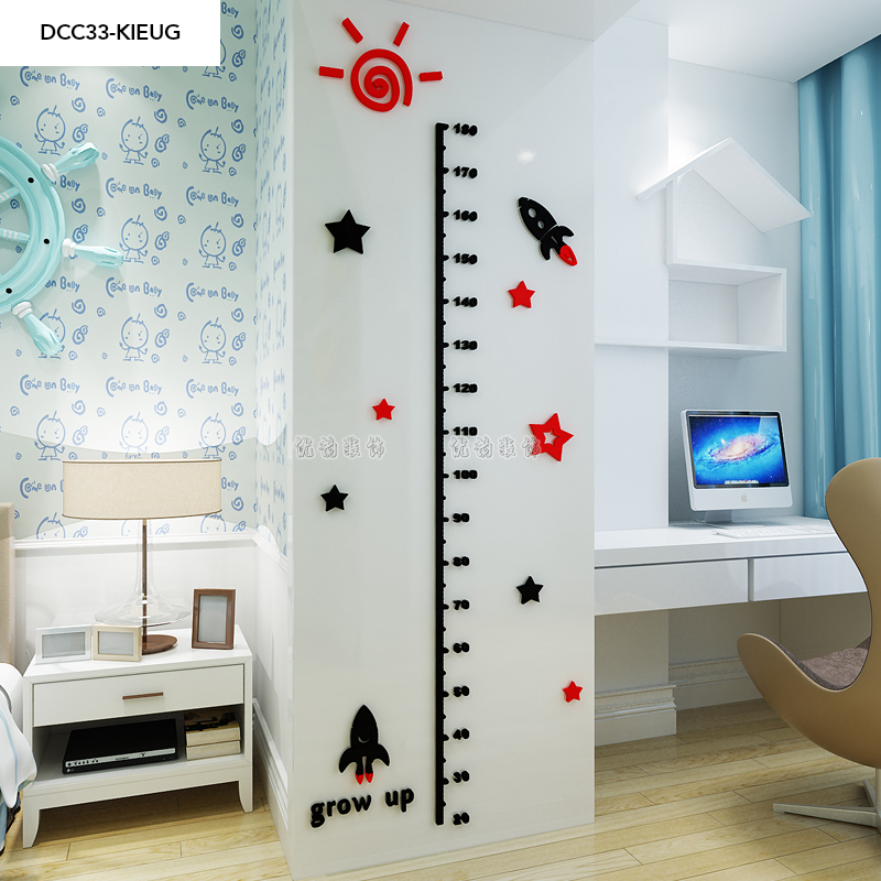 Tranh mica EPeBen dán tường nổi 3d Thước Đo Chiều Cao Lớn Cùng Cây Hoa decor trang trí Phòng ngủ cho bé, Lớp Học Mầm Non