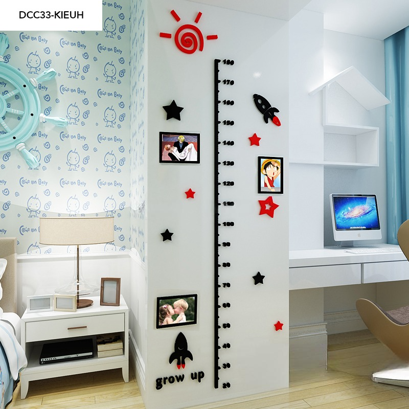 Tranh mica EPeBen dán tường nổi 3d Thước Đo Chiều Cao Lớn Cùng Cây Hoa decor trang trí Phòng ngủ cho bé, Lớp Học Mầm Non
