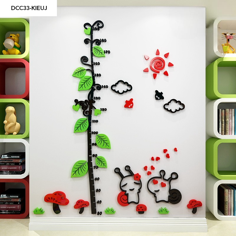 Tranh mica EPeBen dán tường nổi 3d Thước Đo Chiều Cao Lớn Cùng Cây Hoa decor trang trí Phòng ngủ cho bé, Lớp Học Mầm Non